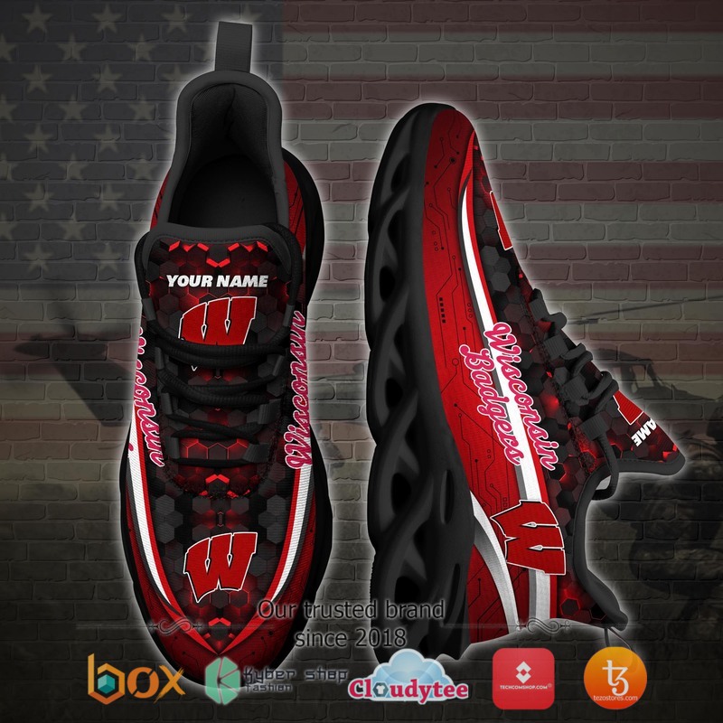 Wisconsin Badgers Football Team Personalized Clunky Max Soul Sneaker 3 Personalized Wisconsin Badgers Football Team Clunky Max Soul Shoes 1 2