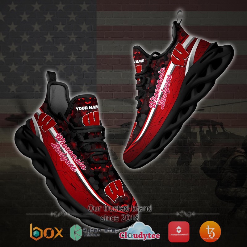 Wisconsin Badgers Football Team Personalized Clunky Max Soul Sneaker 4 Personalized Wisconsin Badgers Football Team Clunky Max Soul Shoes 1 2 3