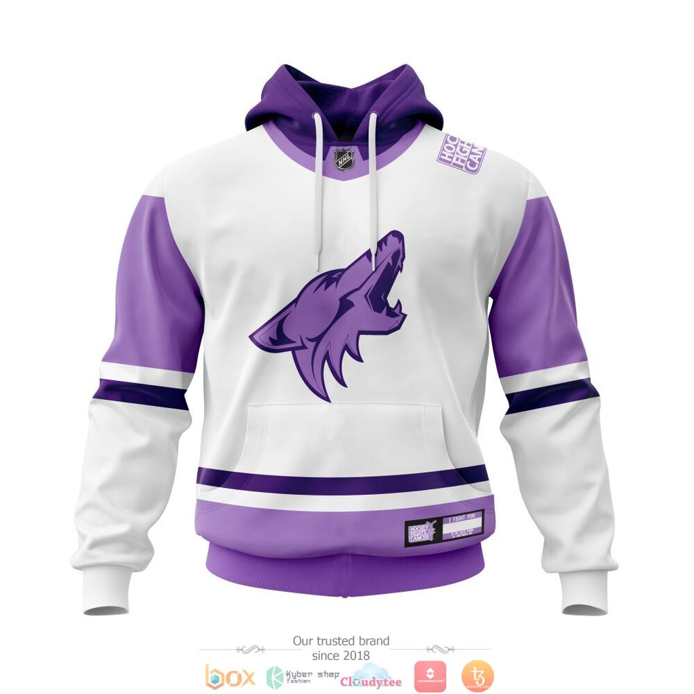 Personlaized Arizona Coyotes Hockey Fight Cancer custom jersey shirt, hoodie 1 Personlaized Arizona Coyotes NHL Hockey Fight Cancer custom 3d shirt hoodie