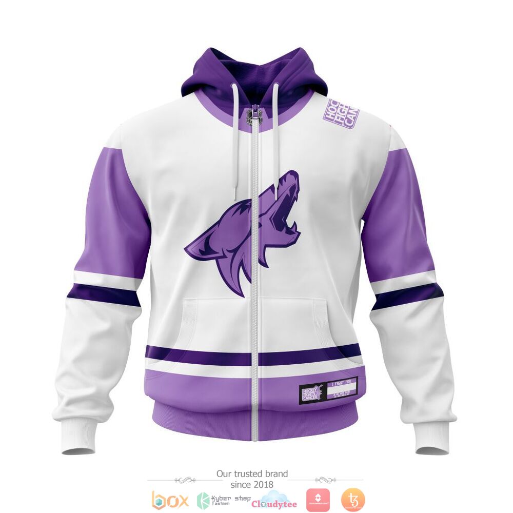 Personlaized Arizona Coyotes Hockey Fight Cancer custom jersey shirt, hoodie 2 Personlaized Arizona Coyotes NHL Hockey Fight Cancer custom 3d shirt hoodie 1