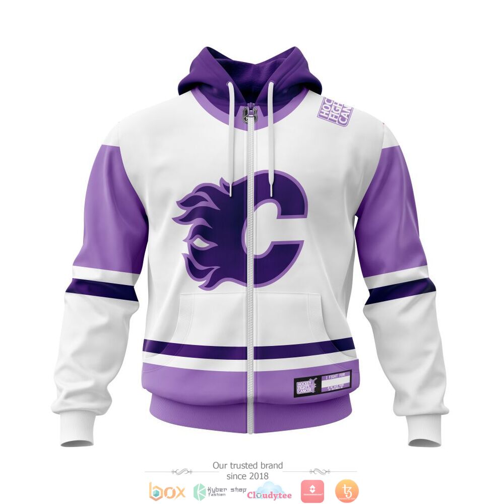 Personlaized Calgary Flames Hockey Fight Cancer custom jersey shirt, hoodie 2 Personlaized Calgary Flames NHL Hockey Fight Cancer custom 3d shirt hoodie 1