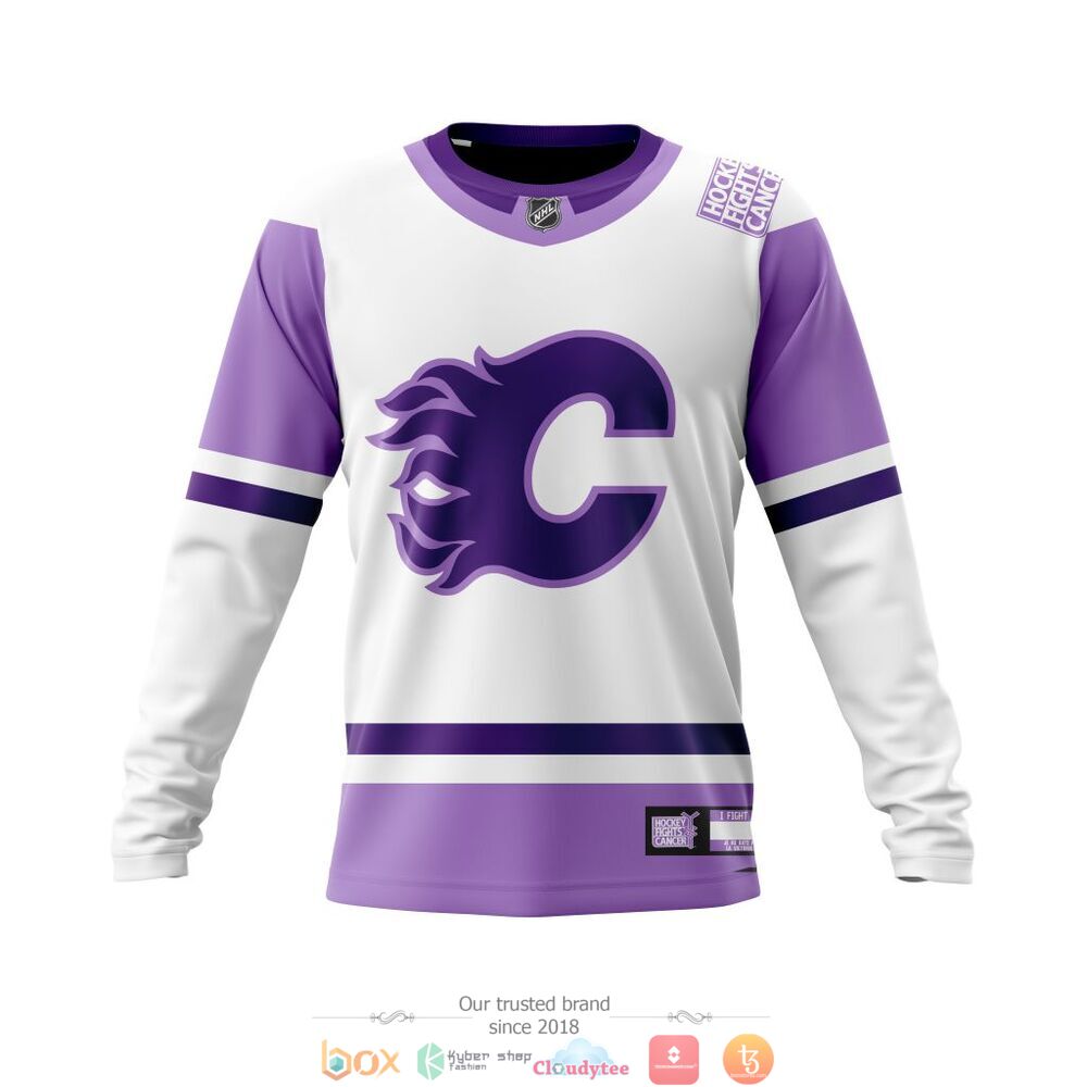 Personlaized Calgary Flames Hockey Fight Cancer custom jersey shirt, hoodie 4 Personlaized Calgary Flames NHL Hockey Fight Cancer custom 3d shirt hoodie 1 2 3