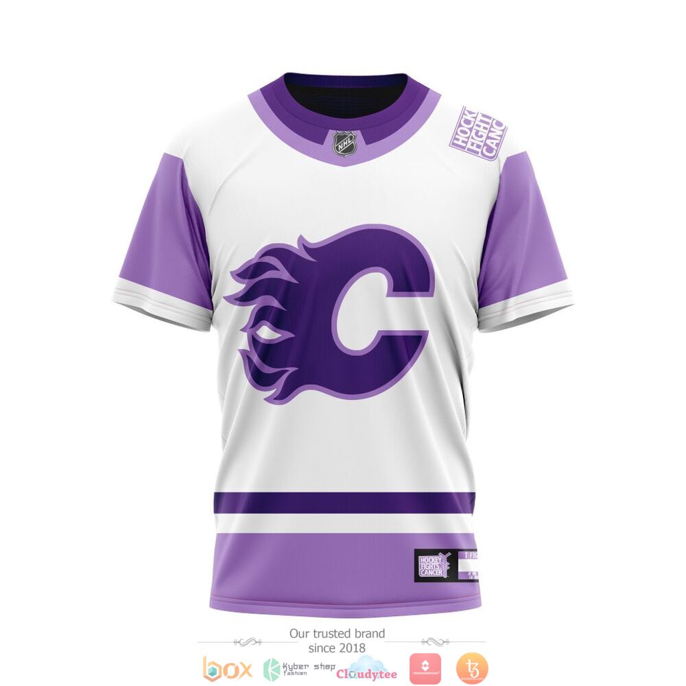 Personlaized Calgary Flames Hockey Fight Cancer custom jersey shirt, hoodie 6 Personlaized Calgary Flames NHL Hockey Fight Cancer custom 3d shirt hoodie 1 2 3 4 5