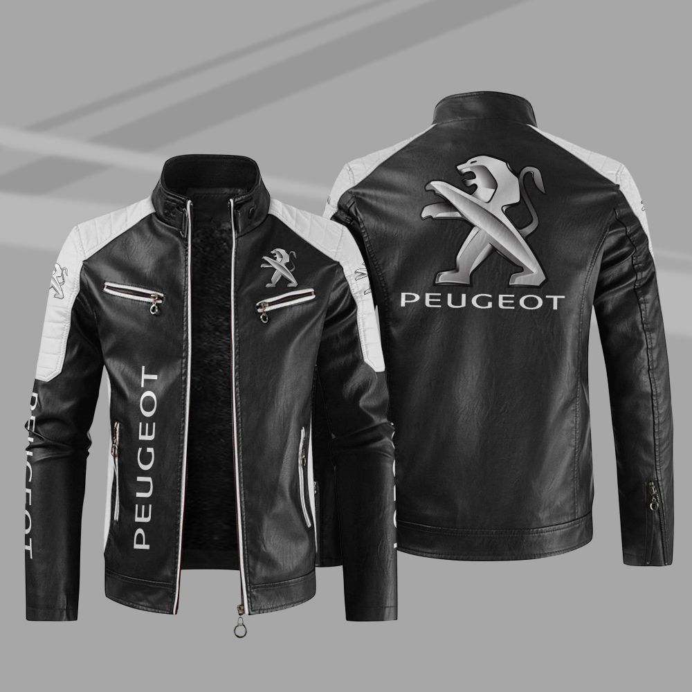 Peugeot Car Motor Block Leather Jacket