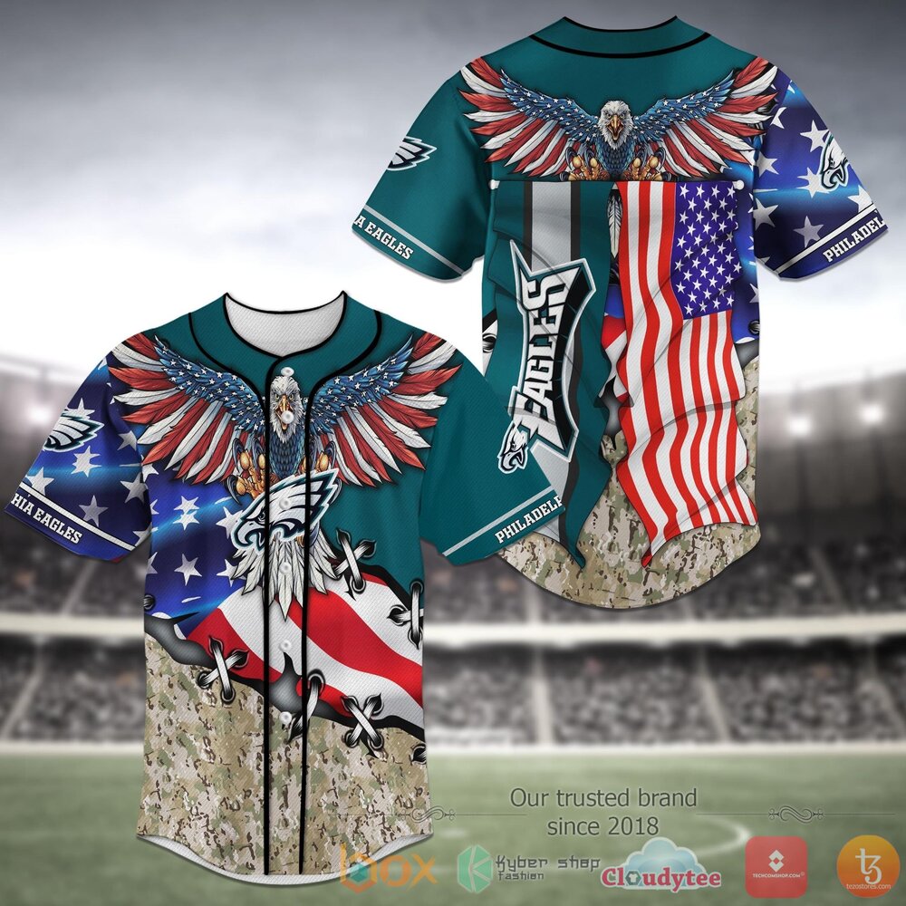 NEW Philadelphia Eagles National Football League Baseball Jersey Shirt 1 Philadelphia Eagles NFL Baseball Jersey Shirt