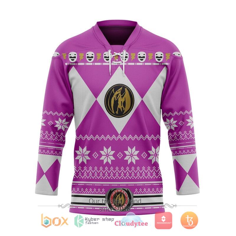 Pink Mighty Morphin Power Ranger Hockey Jersey