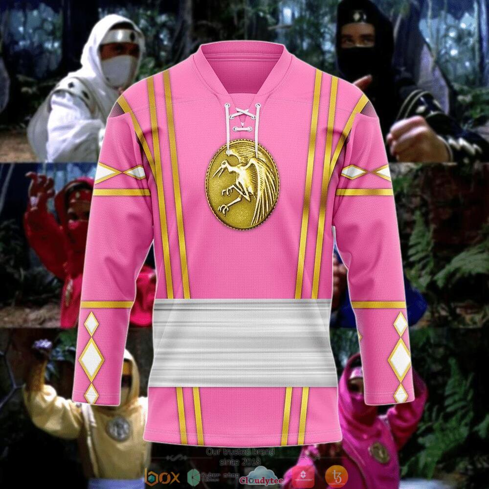 NEW Pink Ninja Mighty Morphin Power Rangers hockey jersey 3 Pink Ninja Mighty Morphin Power Rangers hockey jersey 1 2