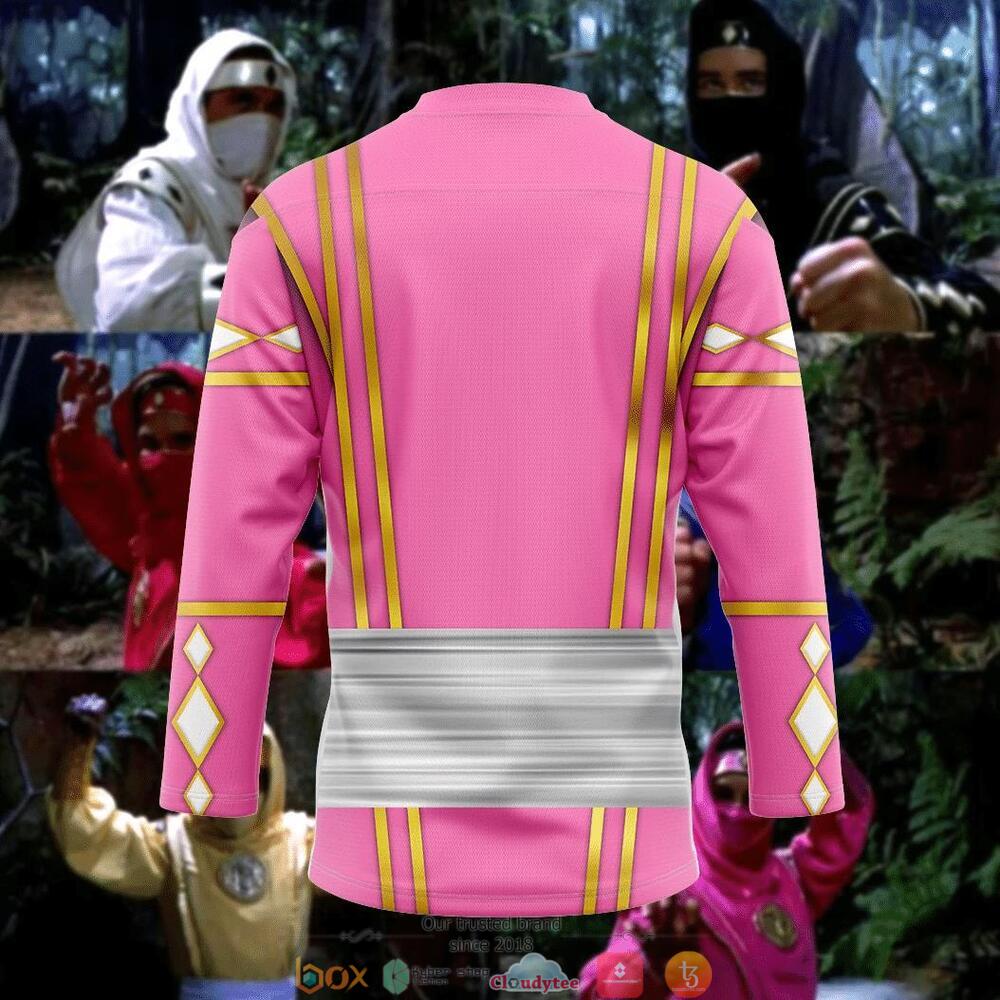 NEW Pink Ninja Mighty Morphin Power Rangers hockey jersey 4 Pink Ninja Mighty Morphin Power Rangers hockey jersey 1 2 3