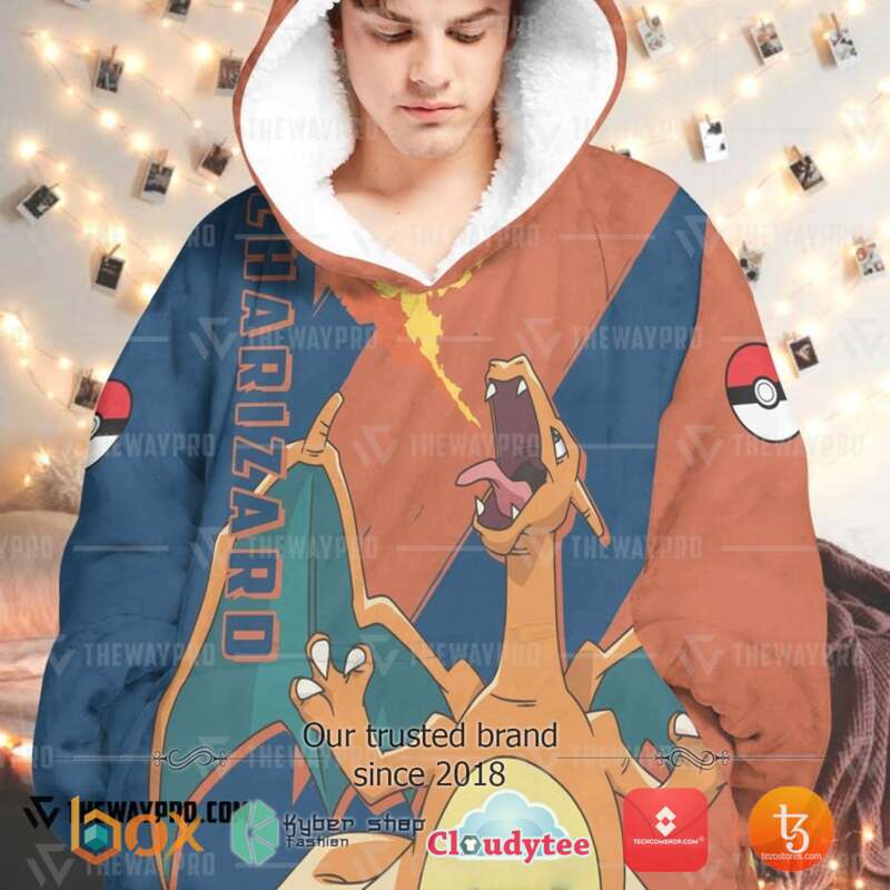 Pokemon Anime Charizard Fleece Hoodie Blanket