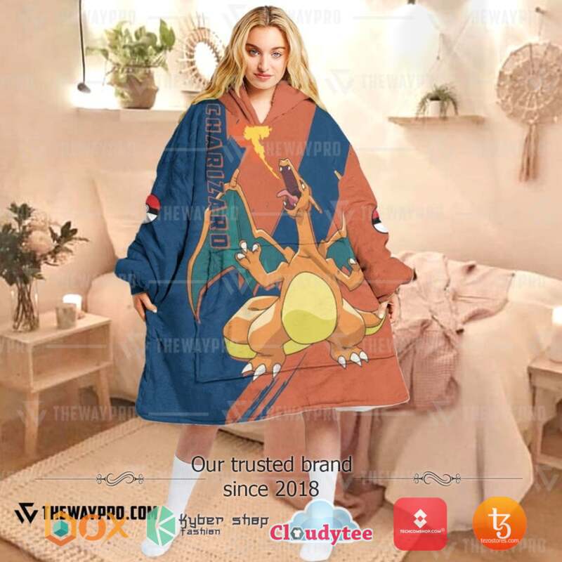Pokemon Anime Charizard Fleece Hoodie Blanket 1