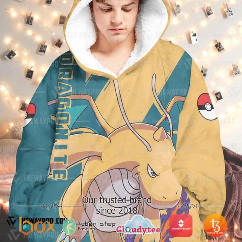 Pokemon Dragonite Fleece Hoodie Blanket