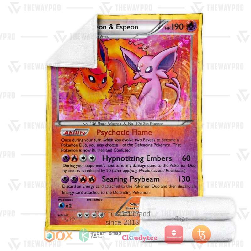 Pokemon Flareon and Espeon Blanket 3 Pokemon Flareon and Espeon Blanket 1 2