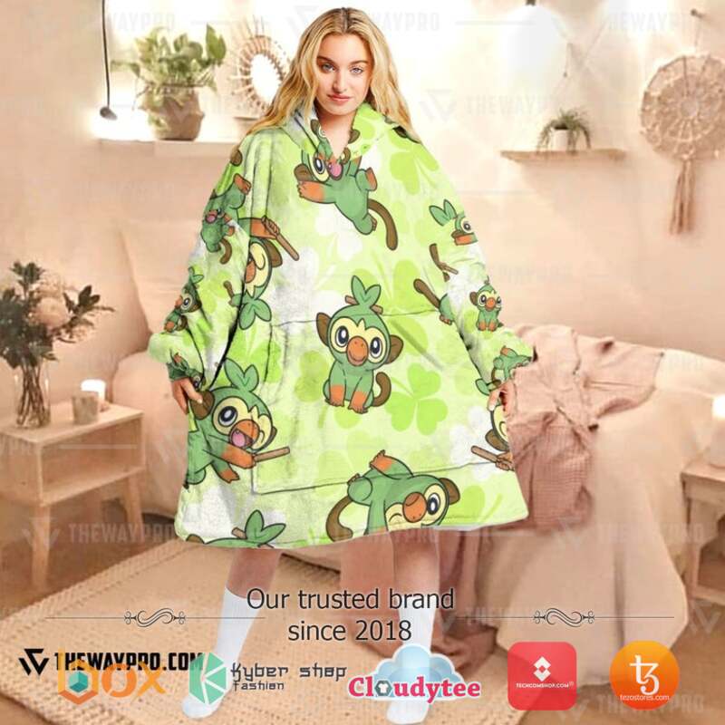 Pokemon Grookey Fleece Hoodie Blanket 1