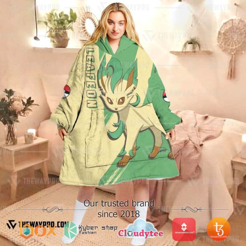 Pokemon Leafeon Fleece Hoodie Blanket