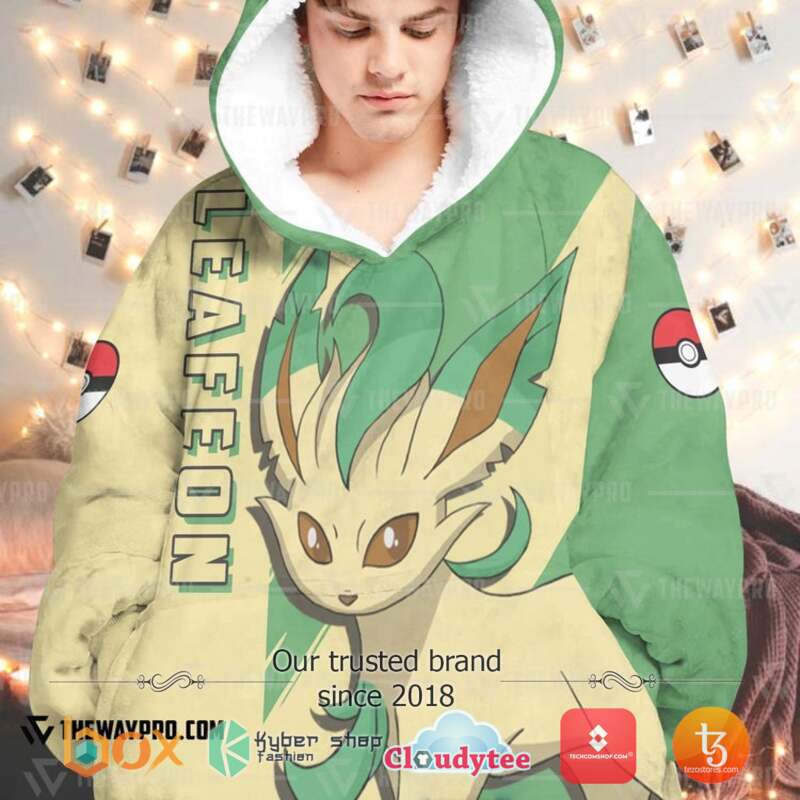 Pokemon Leafeon Fleece Hoodie Blanket 1