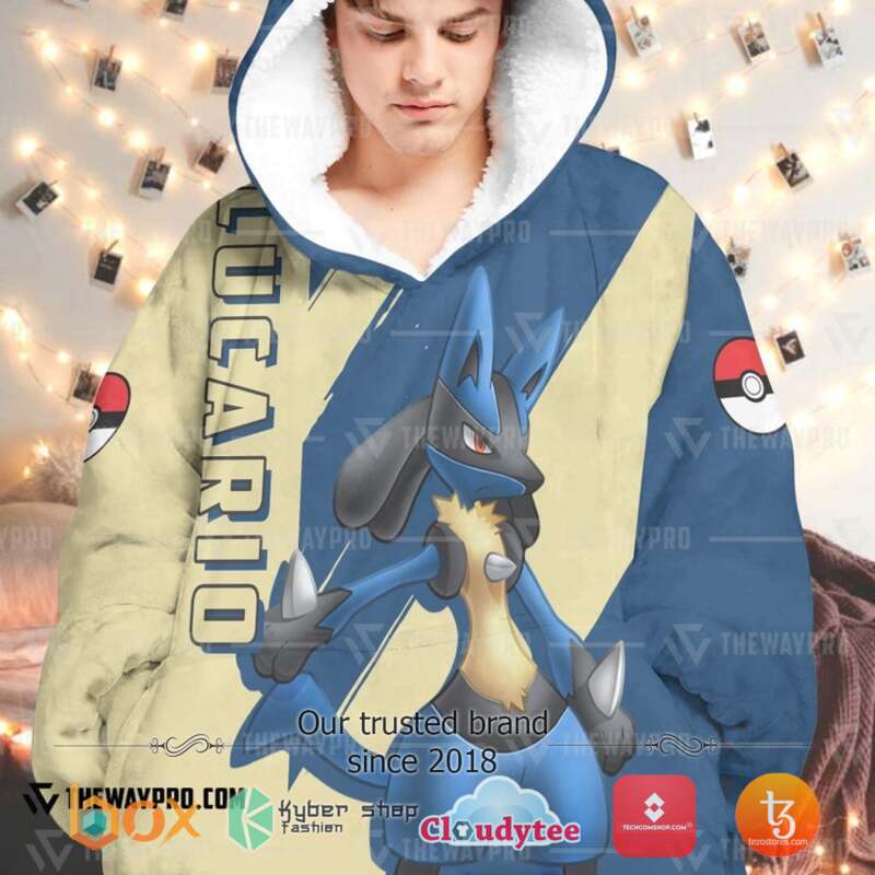 Pokemon Lucario Fleece Hoodie Blanket 1