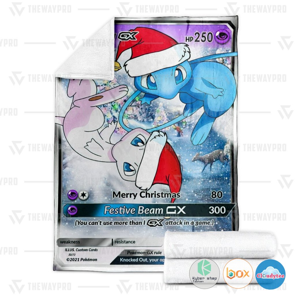 Pokemon New Christmas Mew GX Blanket 3 Pokemon New Christmas Mew GX Blanket 1 2
