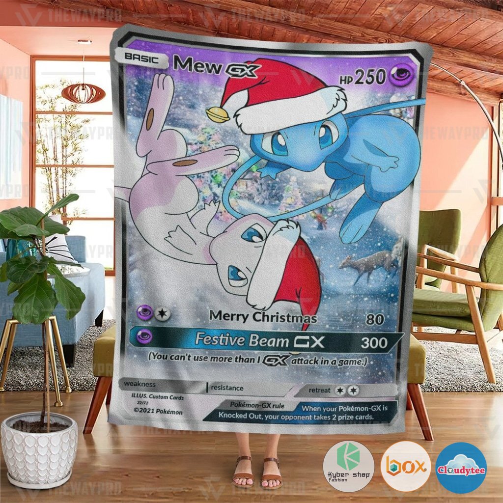Pokemon New Christmas Mew GX Blanket 4 Pokemon New Christmas Mew GX Blanket 1 2 3
