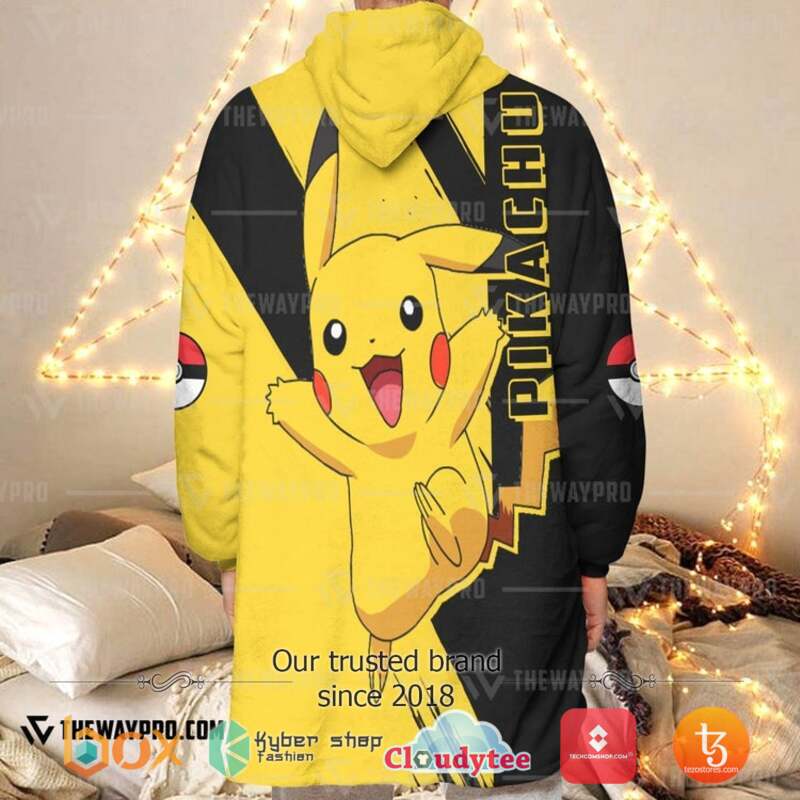 Pokemon Pikachu Black Fleece Hoodie Blanket 1