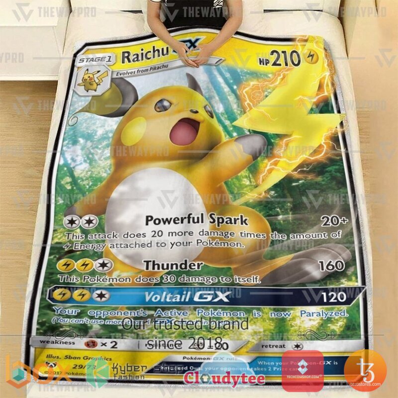 Pokemon Raichu-GX Shining Legends Blanket 3 Pokemon Raichu GX Shining Legends Blanket 1 2