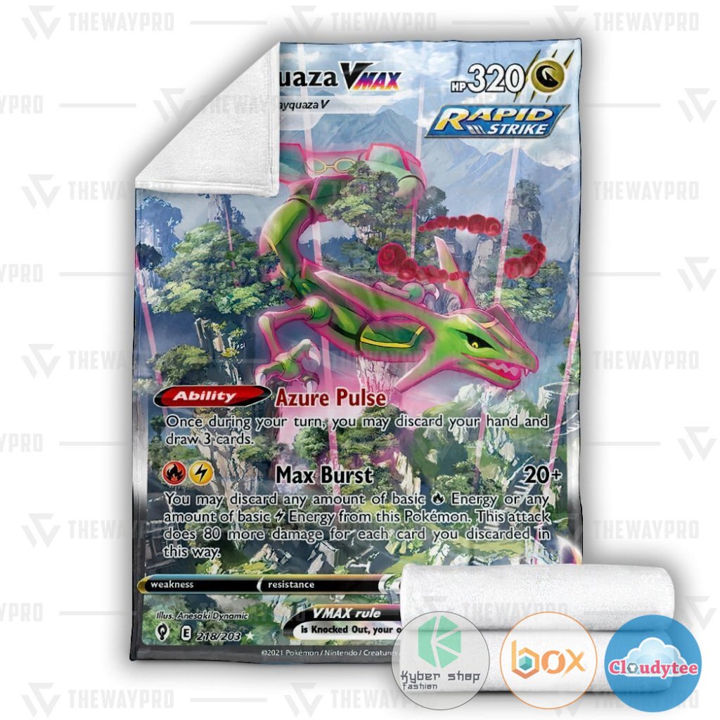 Pokemon Rayquaza VMAX Blanket 3 Pokemon Rayquaza VMAX Blanket 1 2