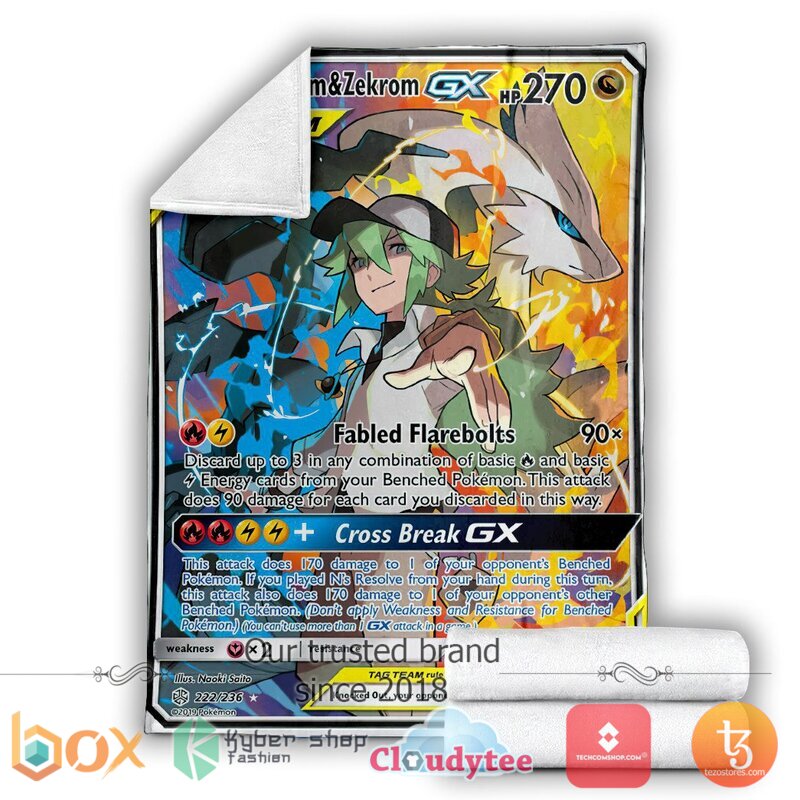 Pokemon Reshiram & Zekrom GX Cosmic Eclipse Blanket 3 Pokemon Reshiram Zekrom GX Cosmic Eclipse Blanket 1 2