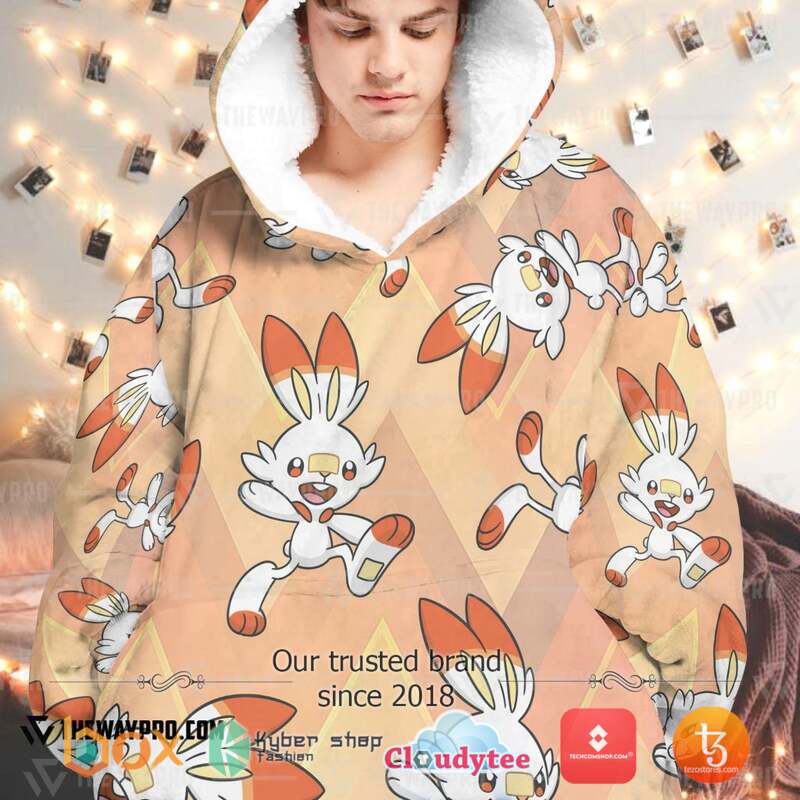 Pokemon Scorbunny Fleece Hoodie Blanket