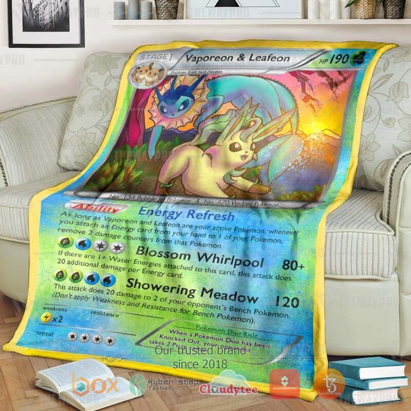Pokemon Vaporeon and Leafeon Blanket