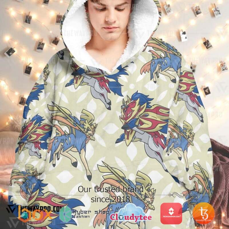 Pokemon Zacian Zamazenta Fleece Hoodie Blanket 1