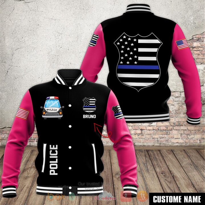 BEST Police American Logo Personalized 3D Baseball Jacket 4 Police American Logo Personalized Baseball Jacket 1 2 3