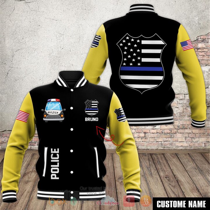 BEST Police American Logo Personalized 3D Baseball Jacket 5 Police American Logo Personalized Baseball Jacket 1 2 3 4