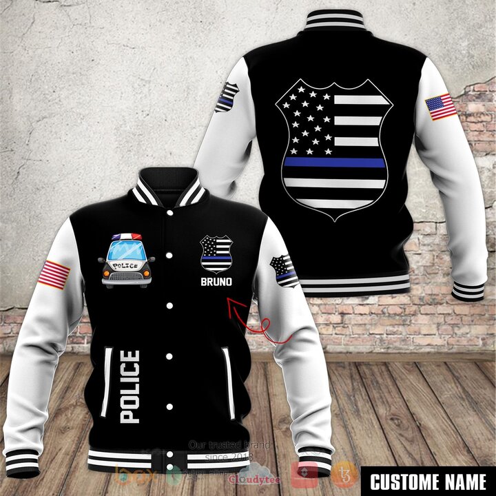 BEST Police American Logo Personalized 3D Baseball Jacket 7 Police American Logo Personalized Baseball Jacket 1 2 3 4 5 6