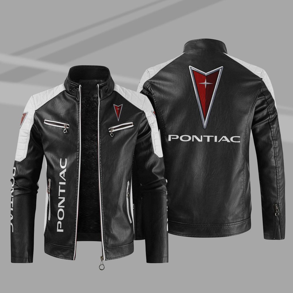 Potiac Car Motor Block Leather Jacket