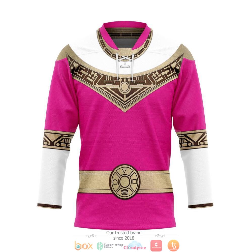 BEST Power Rangers Zeo Pink Ranger hockey jersey 11 Power Rangers Zeo Pink Ranger hockey jersey