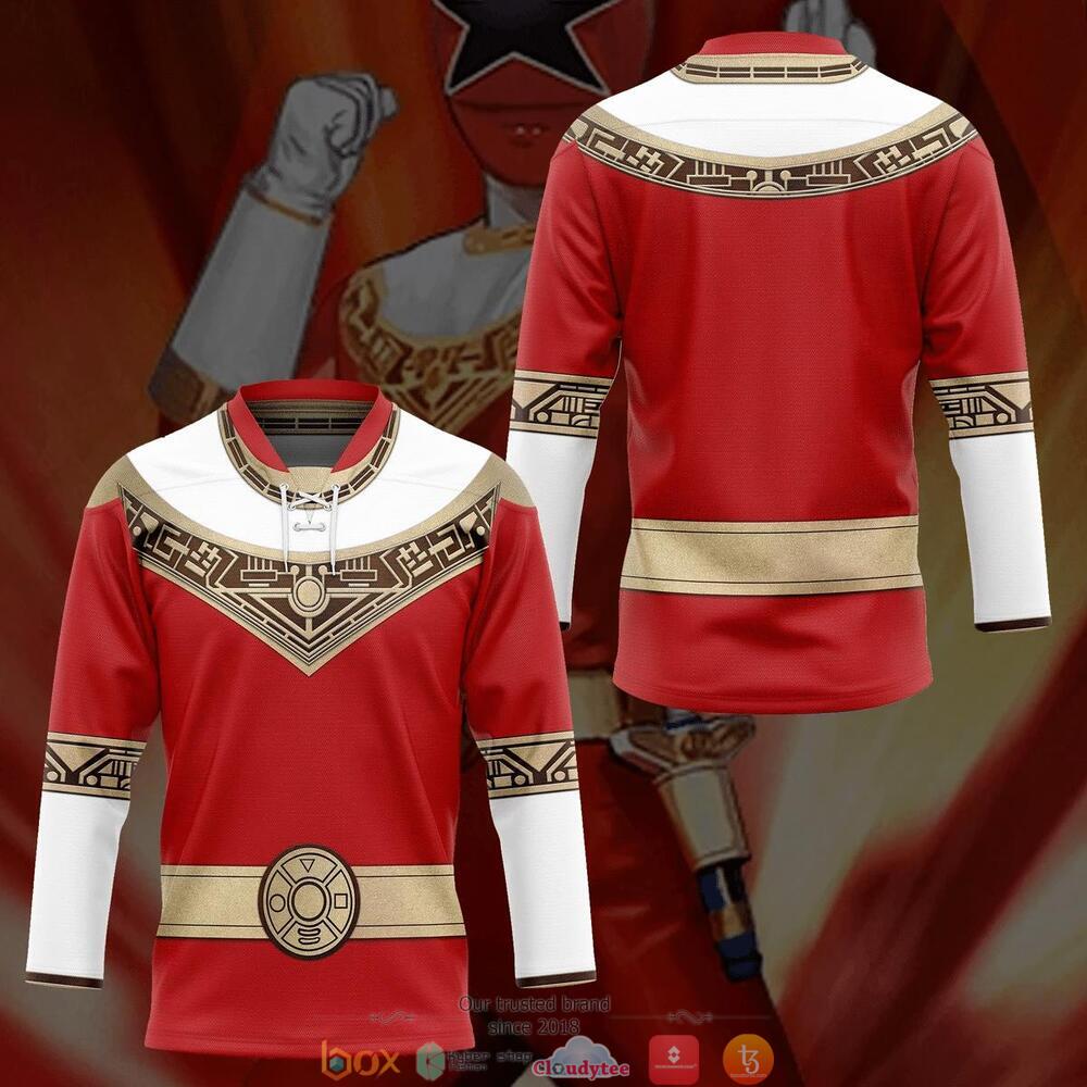 NEW Power Rangers Zeo Red Ranger hockey jersey 3 Power Rangers Zeo Red Ranger hockey jersey 1 2