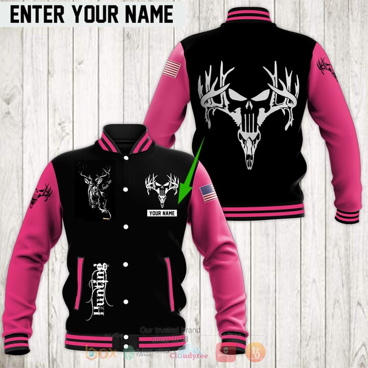 Punisher Deer Hunting Skull Hunter Personalized Baseball Jacket