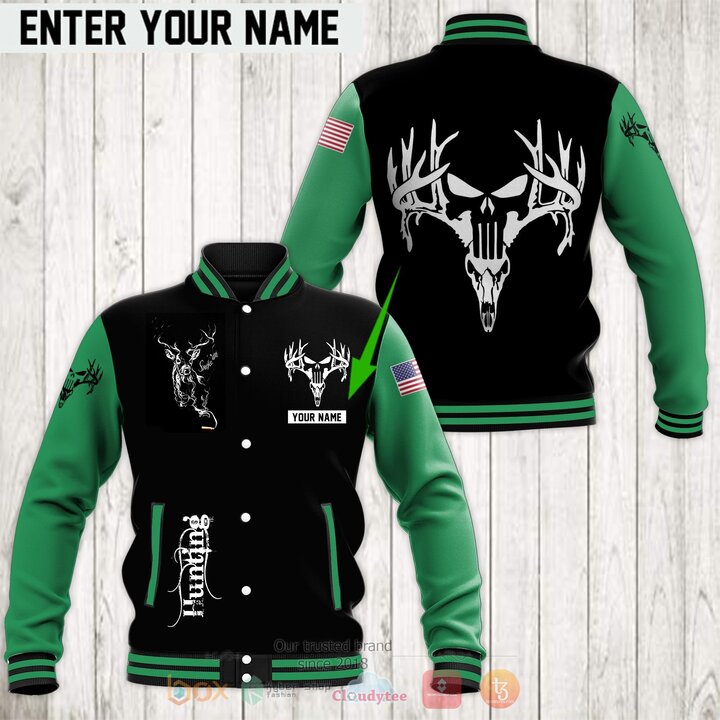 BEST Punisher Deer Hunting Skull Hunter Personalized 3D Baseball Jacket 2 Punisher Deer Hunting Skull Hunter Personalized Baseball Jacket 1