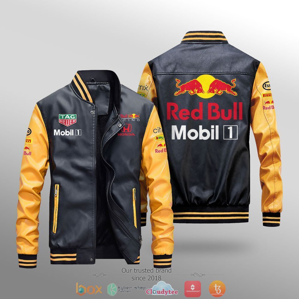 Racing F1 Red Bull Racing Mobil 1 Leather bomber jacket 3 Red Bull Racing Mobil 1 Leather bomber jacket 1 2