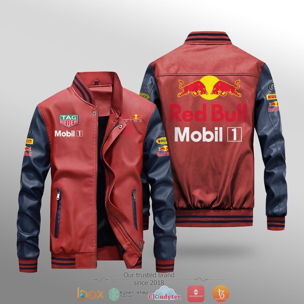 Racing F1 Red Bull Racing Mobil 1 Leather bomber jacket 4 Red Bull Racing Mobil 1 Leather bomber jacket 1 2 3