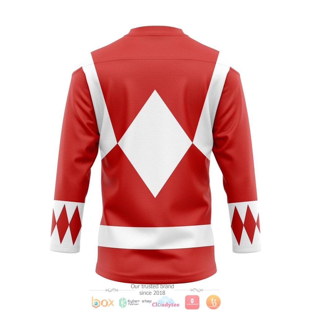 NEW Red Mighty Morphin Power Ranger hockey jersey 2 Red Mighty Morphin Power Ranger hockey jersey 1