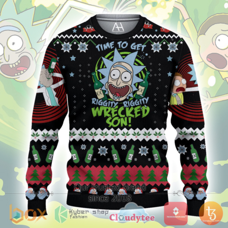 Rick and Morty Time To Get Riggity Riggity Wrecked Son Xmas Sweater