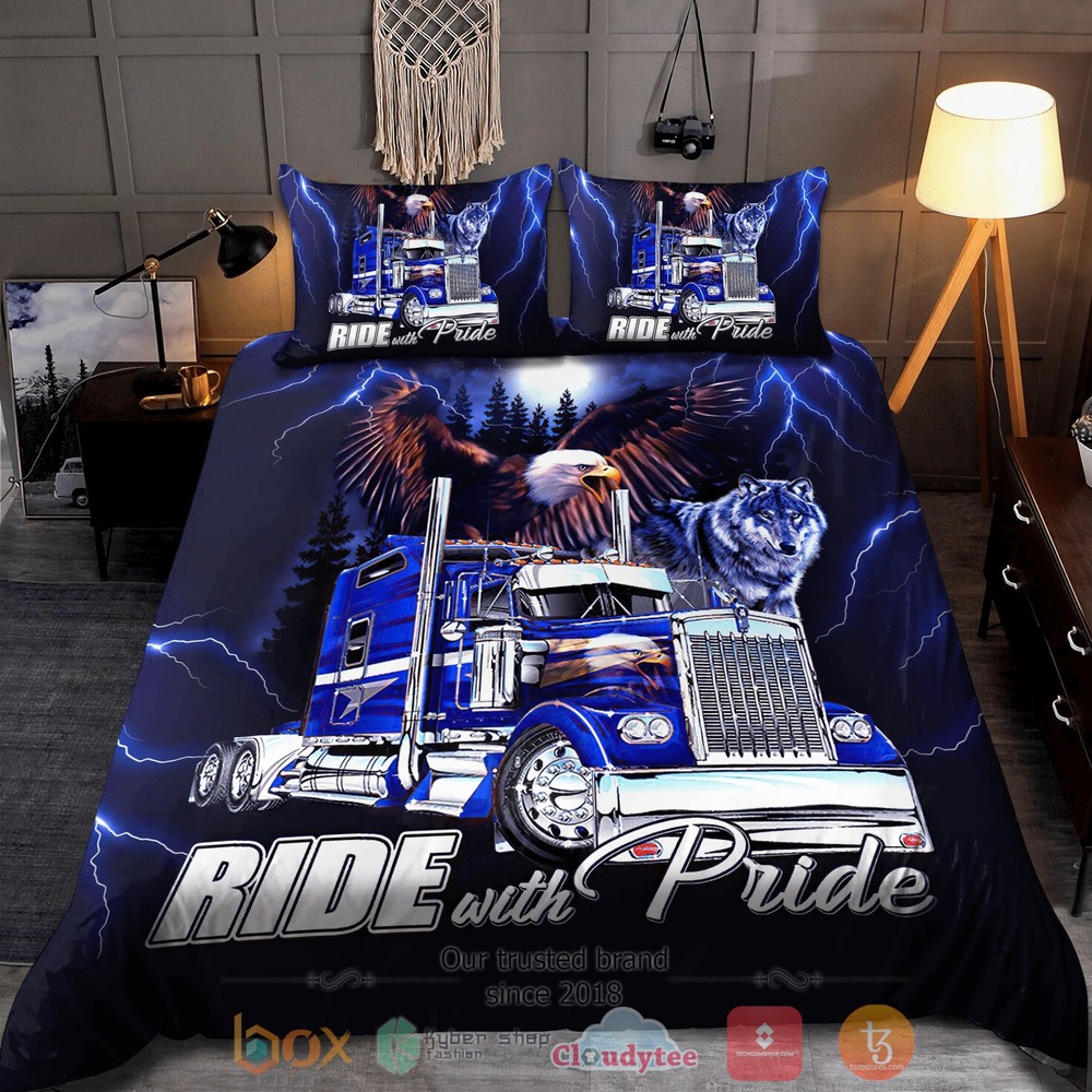 Ride With Pride Trucks Eagle Quilt Bedding Set 1 2 3