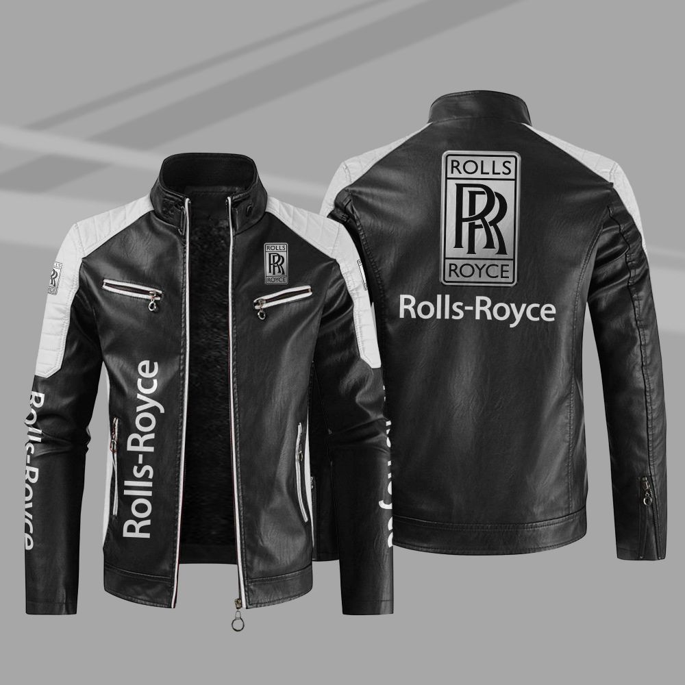 Rolls Royce Car Motor Block Leather Jacket
