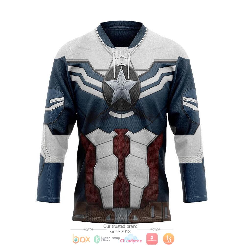 Sam Wilson Captain America hockey jersey