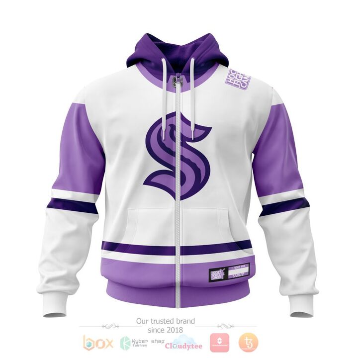 Seattle Kraken Fight Cancer Personalized 3D Hoodie Zip Hoodie