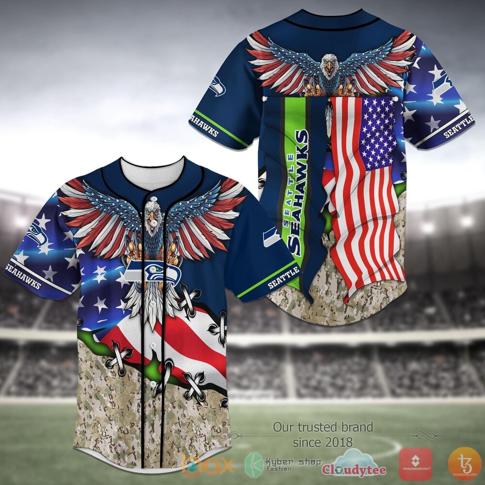 NEW Seattle Seahawks National Football League Baseball Jersey Shirt 1 Seattle Seahawks NFL Baseball Jersey Shirt