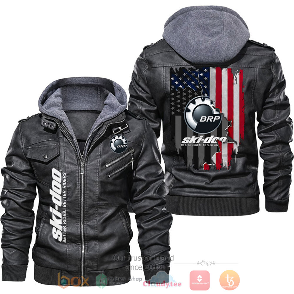 Ski Doo American Flag Leather Jacket