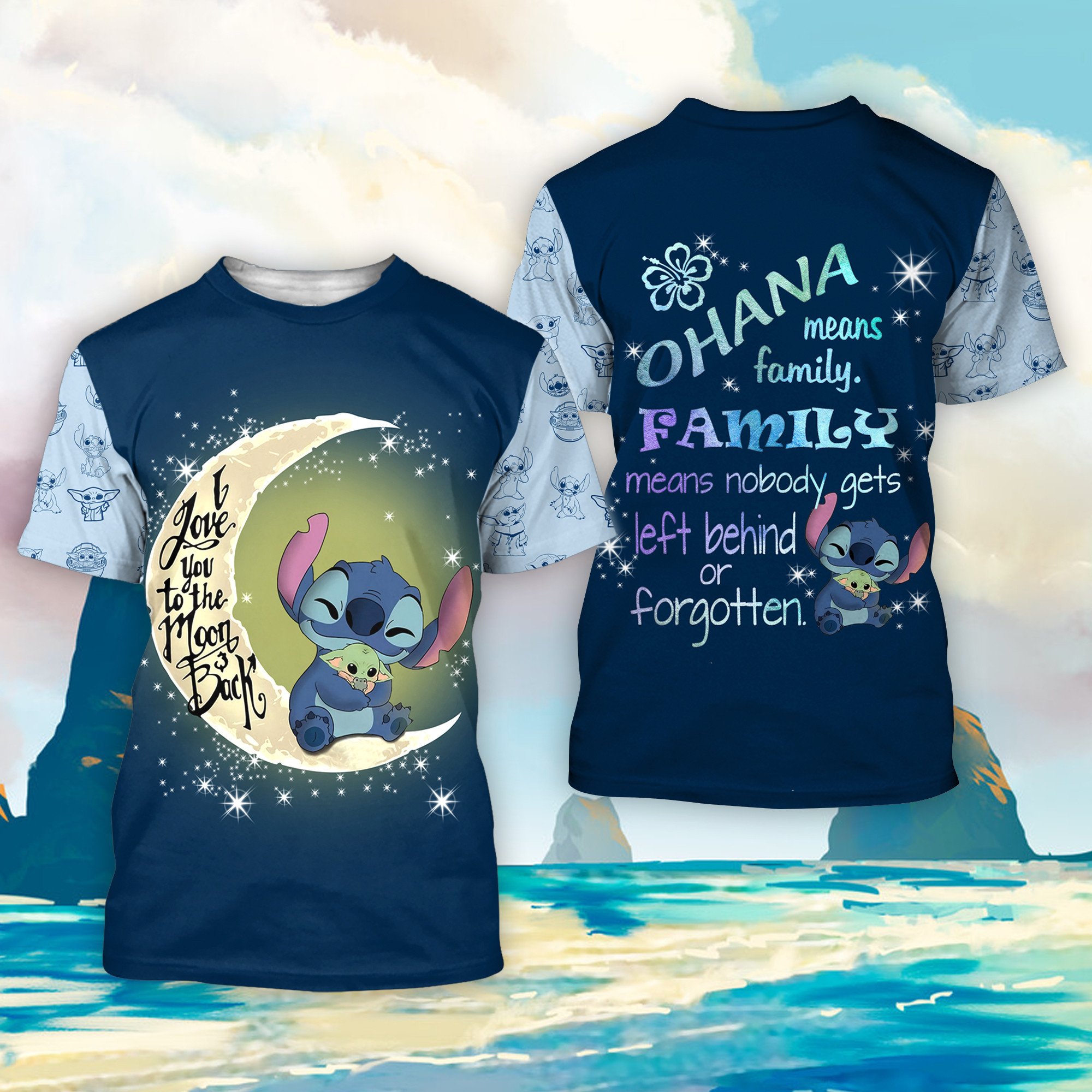 Stitch Baby Yoda I love you to the moon and back 3d shirt, hoodie 3 Stitch Baby Yoda I love you to the moon and back 3d shirt hoodie 2