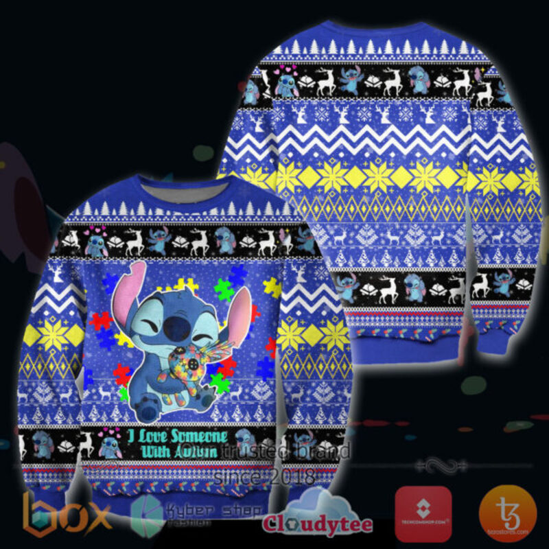 Stitch I Love Someone With Autism Christmas Sweater