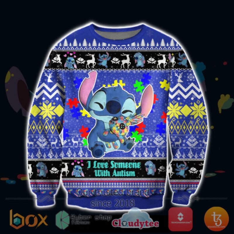 BEST Stitch I Love Someone With Autism Xmas Sweater 2 Stitch I Love Someone With Autism Christmas Sweater 1